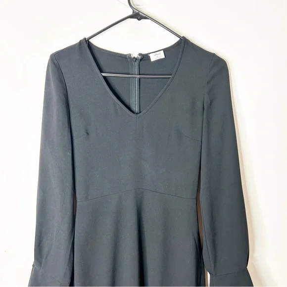 Aritzia Wilfred Corinne black Mini Dress Size 00 Long sleeves v-neck A-line - Picture 5 of 16